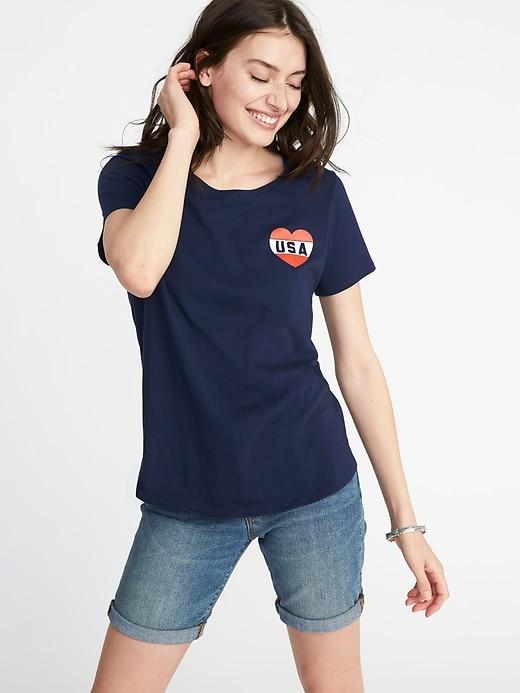 Old Navy Womens Everywear Graphic Crew-neck Tee For Women Lost At Sea Navy Size M