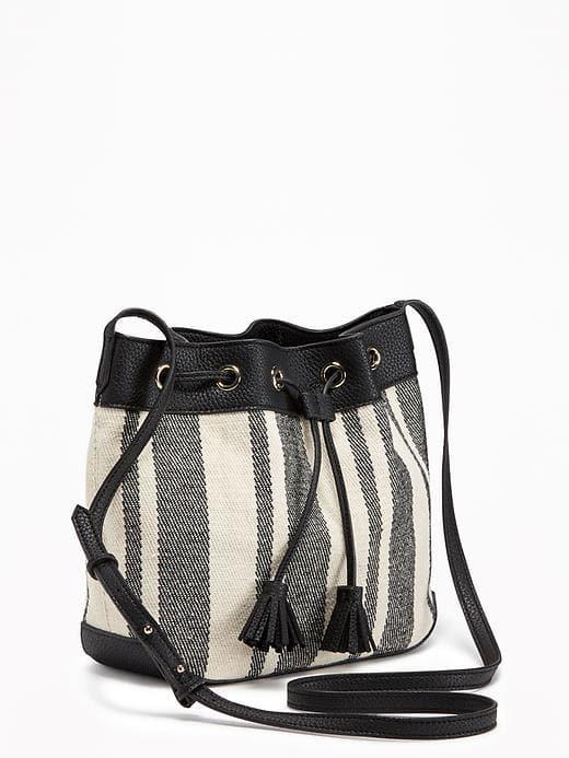Old Navy Striped Bucket Bag For Women - Black Stripe Color 3