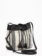 Old Navy Striped Bucket Bag For Women - Black Stripe Color 3