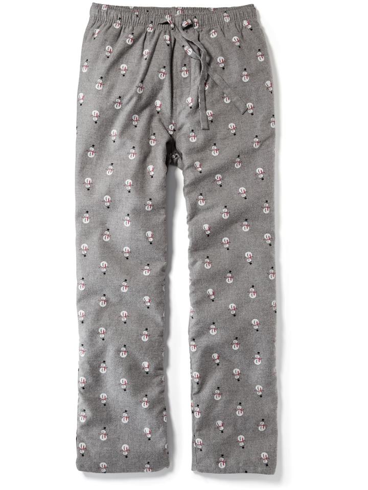 Old Navy Printed Flannel Pj Pants - Grey Snowman