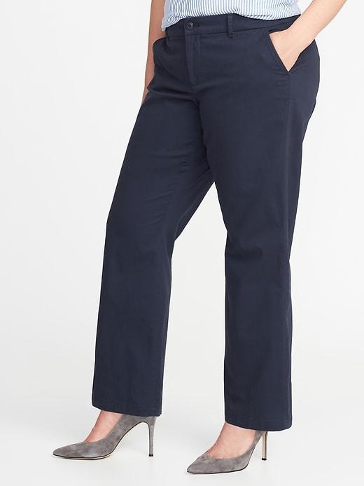 Old Navy Womens Smooth & Slim Plus-size Everyday Boot-cut Khakis Classic Navy Size 16