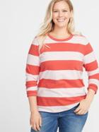 Slim-fit Plus-size Striped Tee