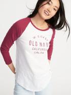 Old Navy Womens Logo-graphic Baseball-style Tee For Women Boysenberry Juice Size L