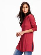Old Navy Vented Hem Slub Knit Tunic Tee For Women - Right Said Red
