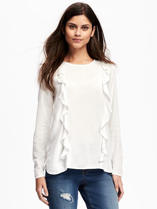 Old Navy Relaxed Ruffle Top For Women - Whipped Cream