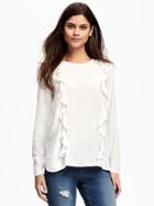 Old Navy Relaxed Ruffle Top For Women - Whipped Cream