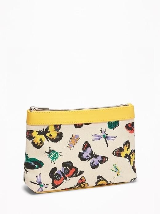 Patterned Canvas Cosmetics Bag For Women