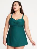 Old Navy Womens Smooth & Slim Plus-size Bandeau Swim Dress Spruce Mountain Size 1x