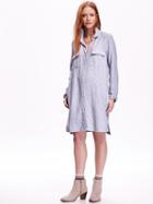 Old Navy Striped Linen Blend Shirtdress - Blue Stripe