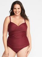 Old Navy Womens Plus-size Wrap-front Tankini Top Golly Gee Garnet Size 3x