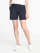 Old Navy Womens Mid-rise Everyday Khaki Shorts For Women (7) Navy Dots Size 0