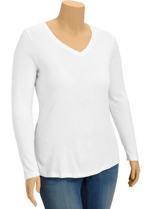Old Navy Womens Plus Perfect V Neck Tees - Bright White