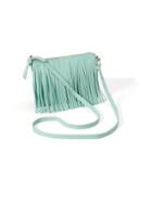 Old Navy Sueded Fringe Crossbody Bag For Women - Engage Mint