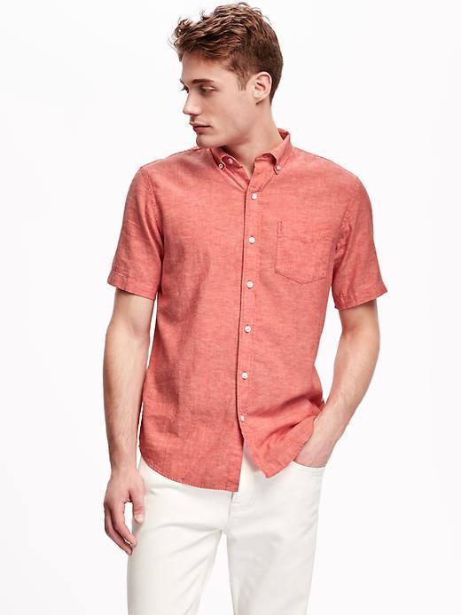 Old Navy Regular Fit Linen Blend Shirt For Men - Love Potion