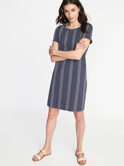 Old Navy Womens Slub-knit Tee Dress For Women Navy Blue Print Size S