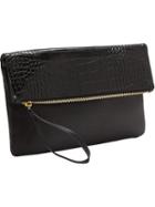 Old Navy Faux Leather Fold Over Clutch Size One Size - Black
