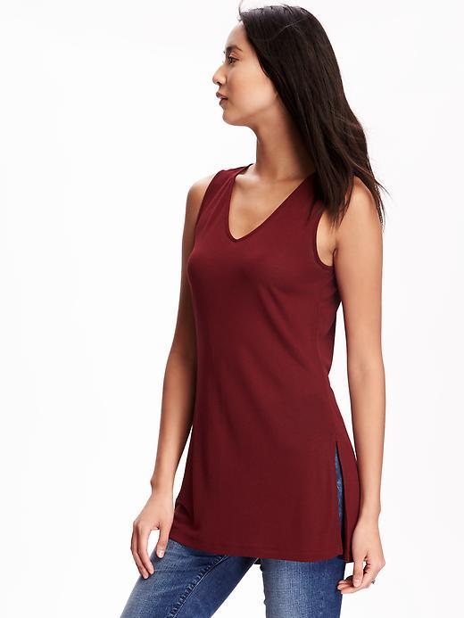 Old Navy Long & Lean V Neck Crepe Tunic For Women - Ron Burgundy