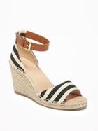 Old Navy Striped Ankle Strap Espadrilles For Women - Black Stripe