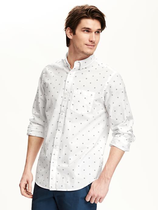 Old Navy Printed Regular Fit Poplin Shirt For Men - White