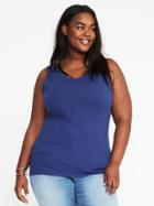 Old Navy Womens Semi-fitted Plus-size Rib-knit Tank Lost At Sea Navy Size 1x