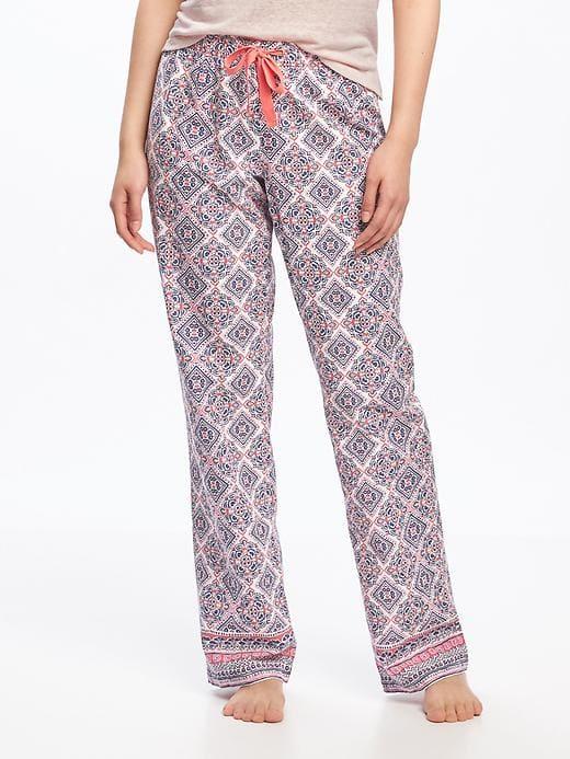 Old Navy Patterned Poplin Sleep Pants For Women - Red Tile