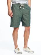Old Navy Linen Blend Drawstring Shorts For Men 9 - Sage Of Aquarius