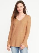 Old Navy Relaxed Textured V Neck Sweater For Women - Spice