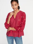 Old Navy Womens Mixed-print Boho Swing Blouse For Women Red Print Size Xxl