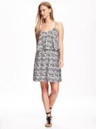 Old Navy Womens Soft Ruffle-front Cami Dress For Women Black Print Size Xs