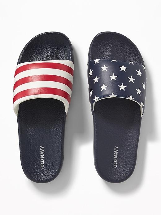Old Navy Mens Faux-leather Slide Sandals For Men Americana Size 10/11