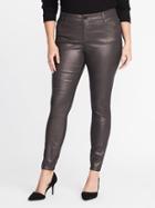 Old Navy Womens High-rise Smooth & Slim Plus-size Metallic Rockstar Jeans Black Metallic Size 30
