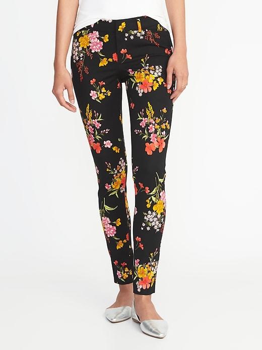 Old Navy Womens Mid-rise Pixie Full-length Pants For Women Black Flower Size 2