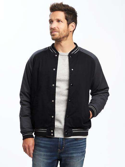 Old Navy Varsity Style Bomber Jacket For Men - Black