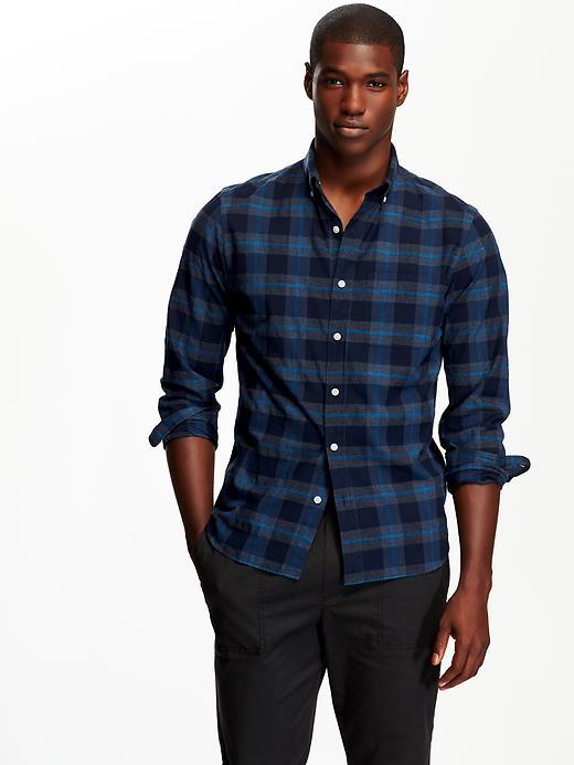 Old Navy Mens Slim Fit Plaid Shirt Size M Tall - Dark Night