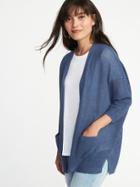 Old Navy Womens Open-front Dolman-sleeve Textured-knit Sweater For Women Indigo Heather Size M