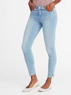 Old Navy Womens Mid-rise Built-in Warm Raw-edge Rockstar Super Skinny Jeans For Women Mission Blue Size 4