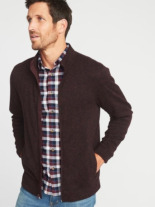 Old Navy Mens Mock-neck Sweater-knit Fleece Jacket For Men Raisin Arizona Size Xl