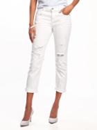 Old Navy Womens Distressed Boyfriend Straight Denim Capris For Women (24) Bright White Size 16