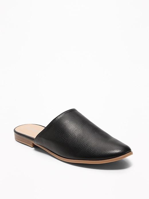 Old Navy Womens Faux-leather Flat Mules For Women Black Size 10