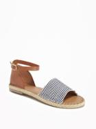 Old Navy Ankle Strap Canvas Espadrilles For Women - Chambray Stripe