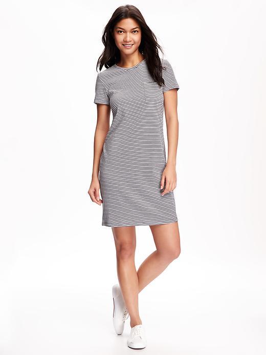 Old Navy Striped T Shirt Dress For Women - Gray Stripe