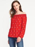 Old Navy Relaxed Off The Shoulder Swing Top For Women - Flame Show