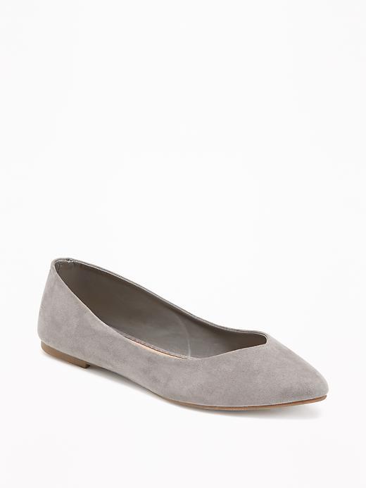 Old Navy Sueded Pointy Ballet Flats For Women - Grey