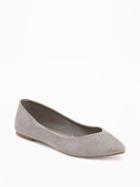 Old Navy Sueded Pointy Ballet Flats For Women - Grey