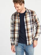 Old Navy Mens Regular-fit Heavyweight Twill Shirt For Men Cream Plaid Size L