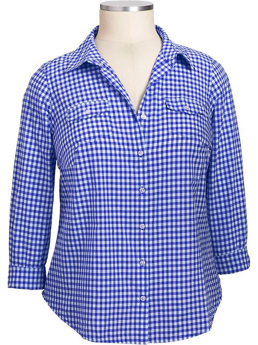 Old Navy Womens Plus Gingham Camp Shirt