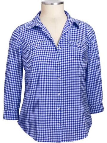 Old Navy Womens Plus Gingham Camp Shirt