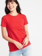 Old Navy Womens Slim-fit Brushed Jersey Tee For Women Vermilion Red Size Xs