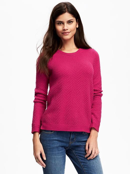 Old Navy Relaxed Textured Crew Neck Pullover For Women - Party Started Pink