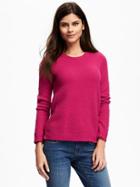 Old Navy Relaxed Textured Crew Neck Pullover For Women - Party Started Pink